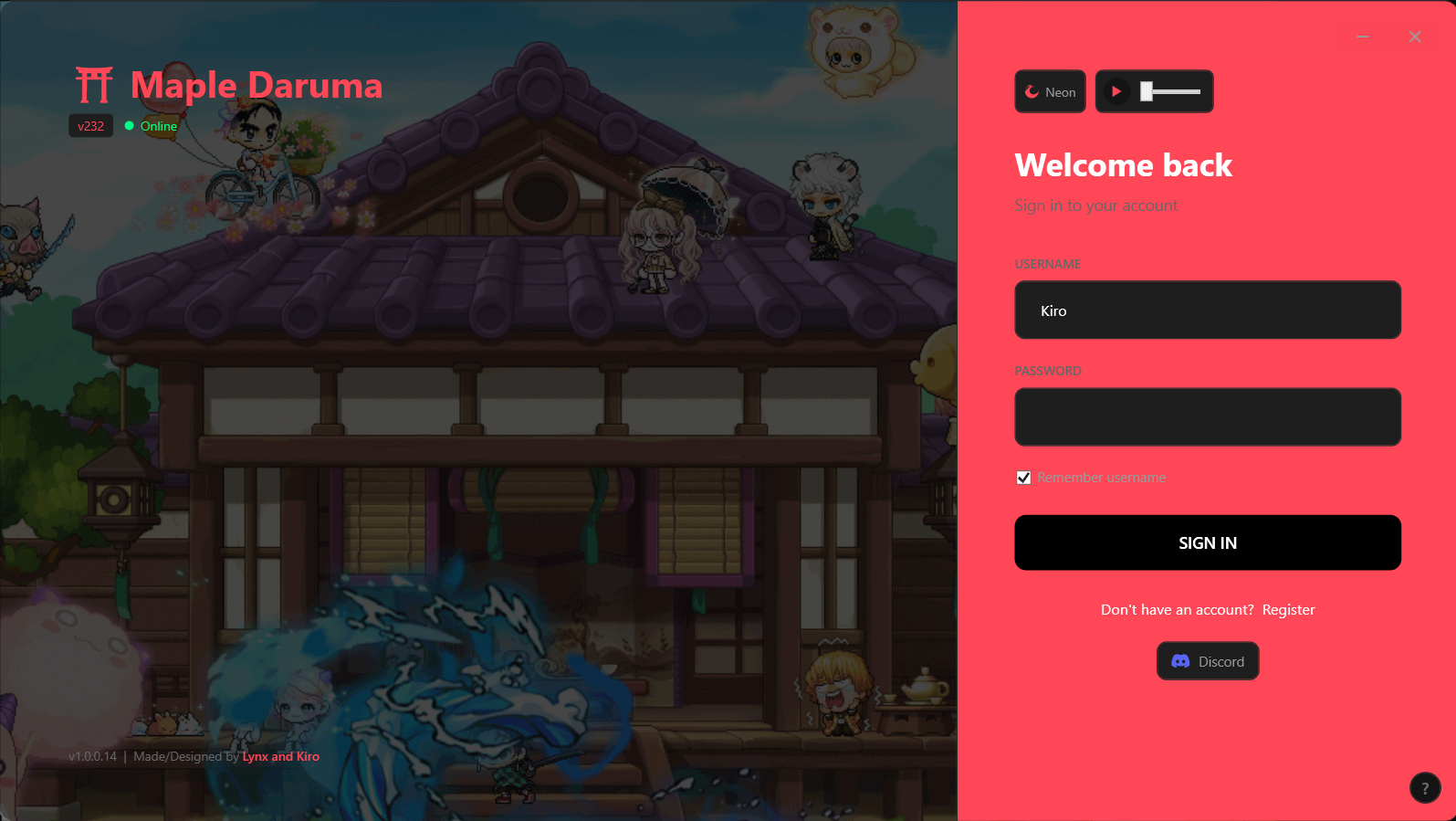 Fantasy game welcome interface by Kiro