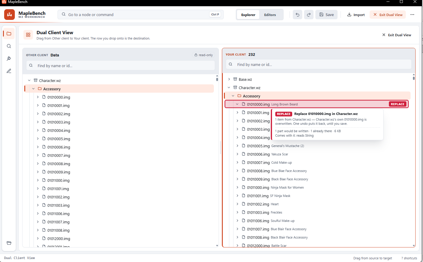 Dual-client comparison software interface by Kiro